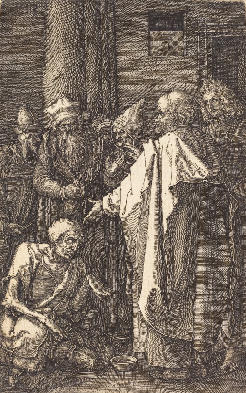 San Pietro e San Giovanni che guariscono uno storpio alla porta del tempio da Albrecht Dürer