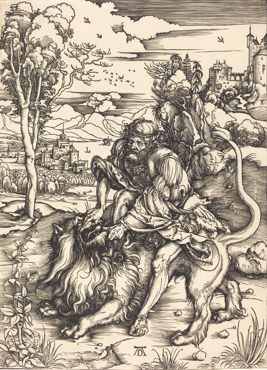 Sansone che Lotta con il Leone, c. 1497-1498 da Albrecht Dürer
