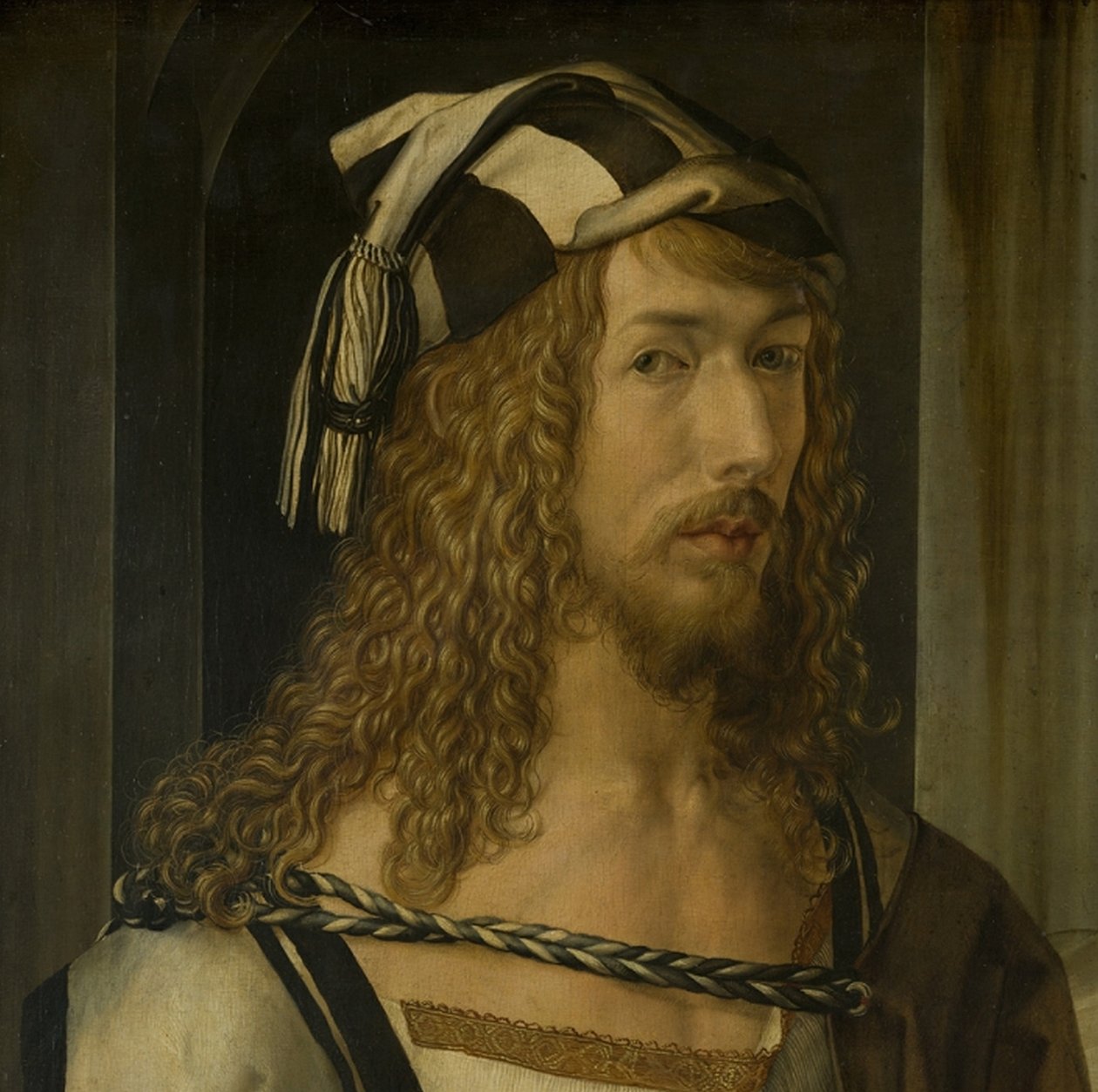 Autoritratto (Madrid), dettaglio della testa da Albrecht Dürer