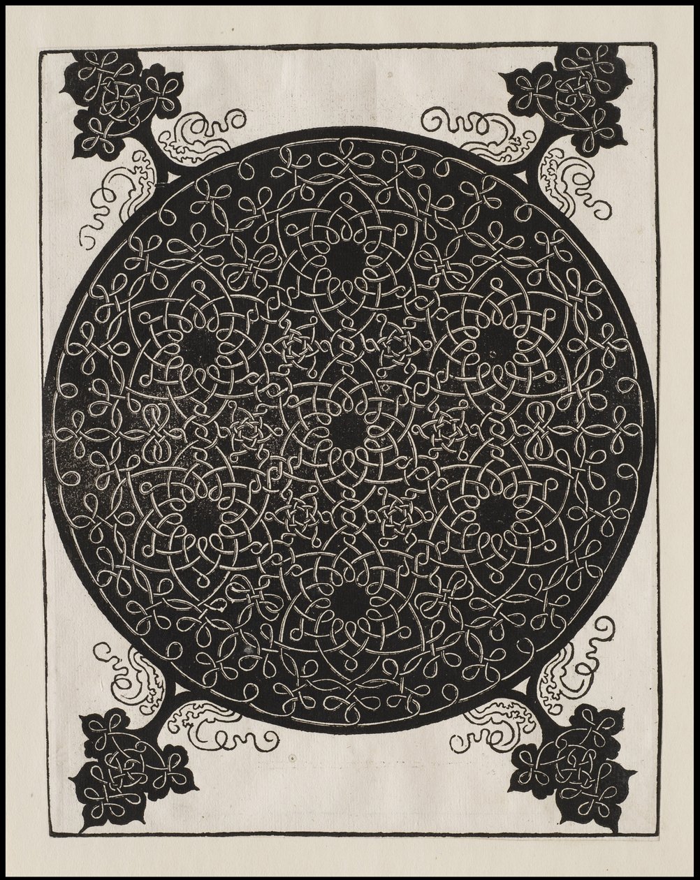 Sesto nodo, 7 piccoli sistemi di nodi con centri neri, c.1506 da Albrecht Dürer
