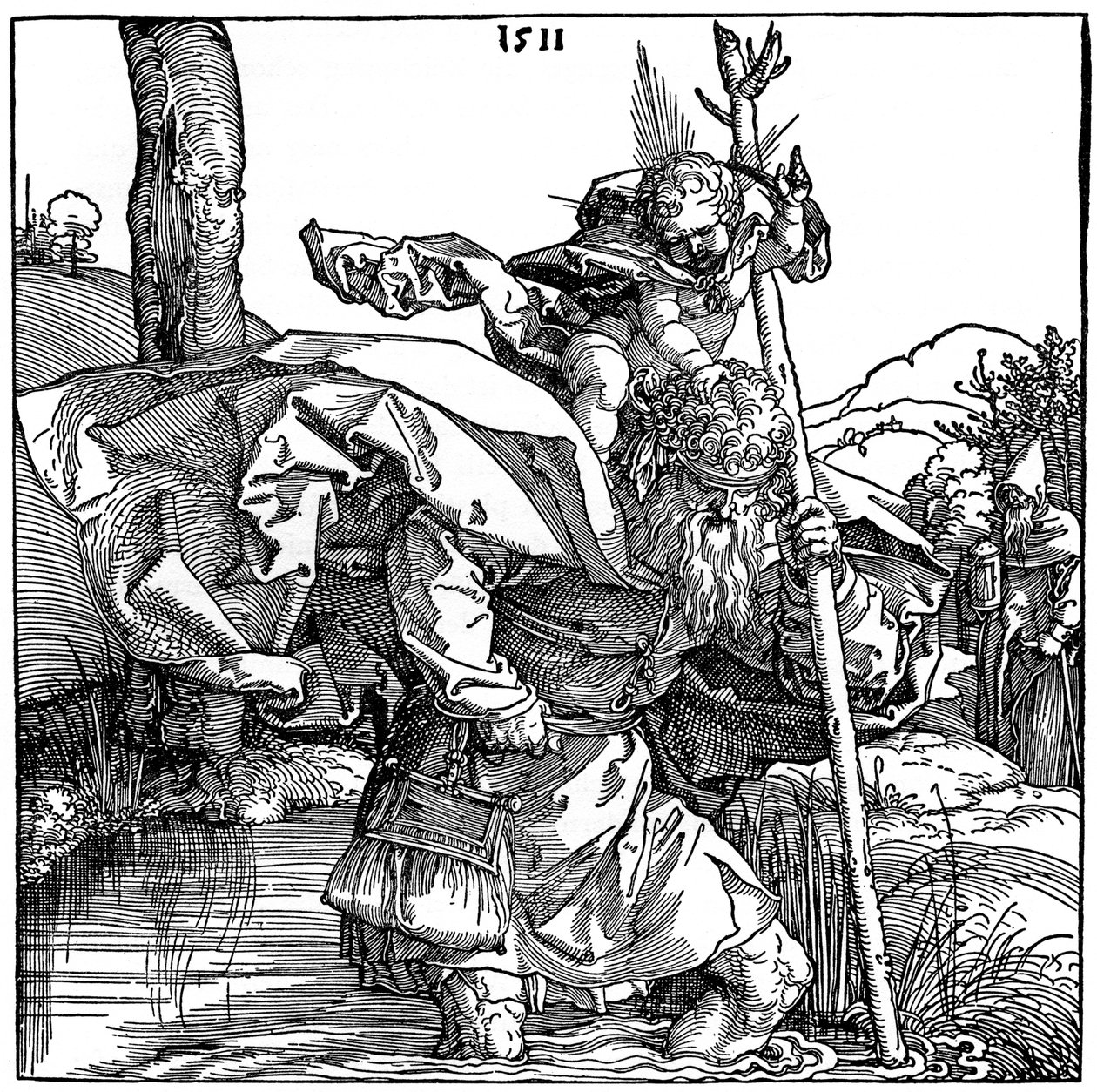 San Cristoforo che porta il Bambino Gesù, 1511, 1936 da Albrecht Dürer