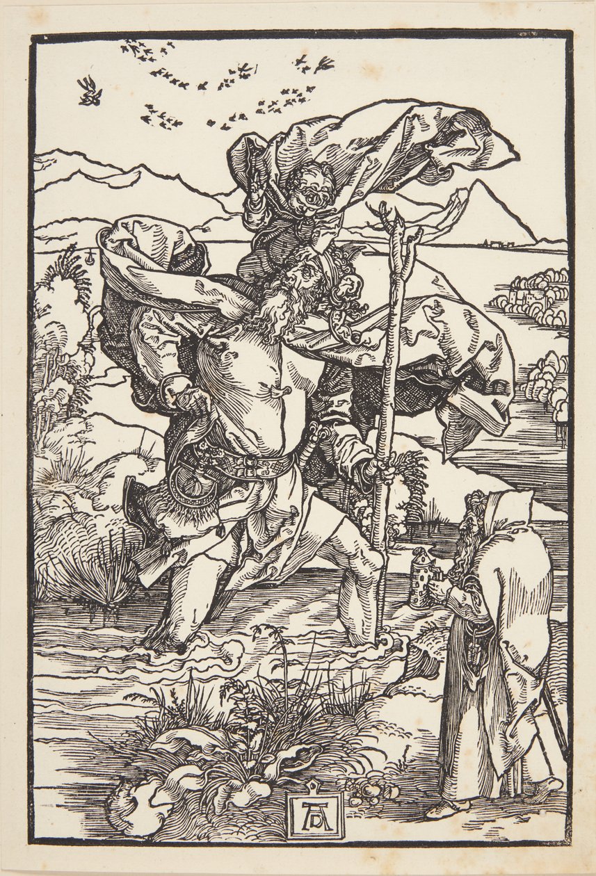 San Cristoforo nel deserto con uno stormo di uccelli da Albrecht Dürer
