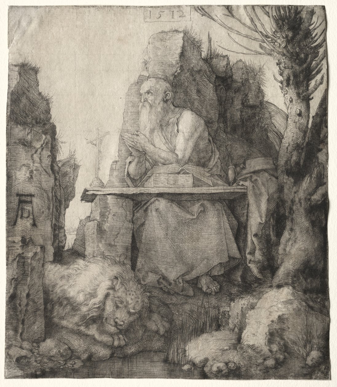 San Girolamo seduto vicino a un salice capitozzato da Albrecht Dürer