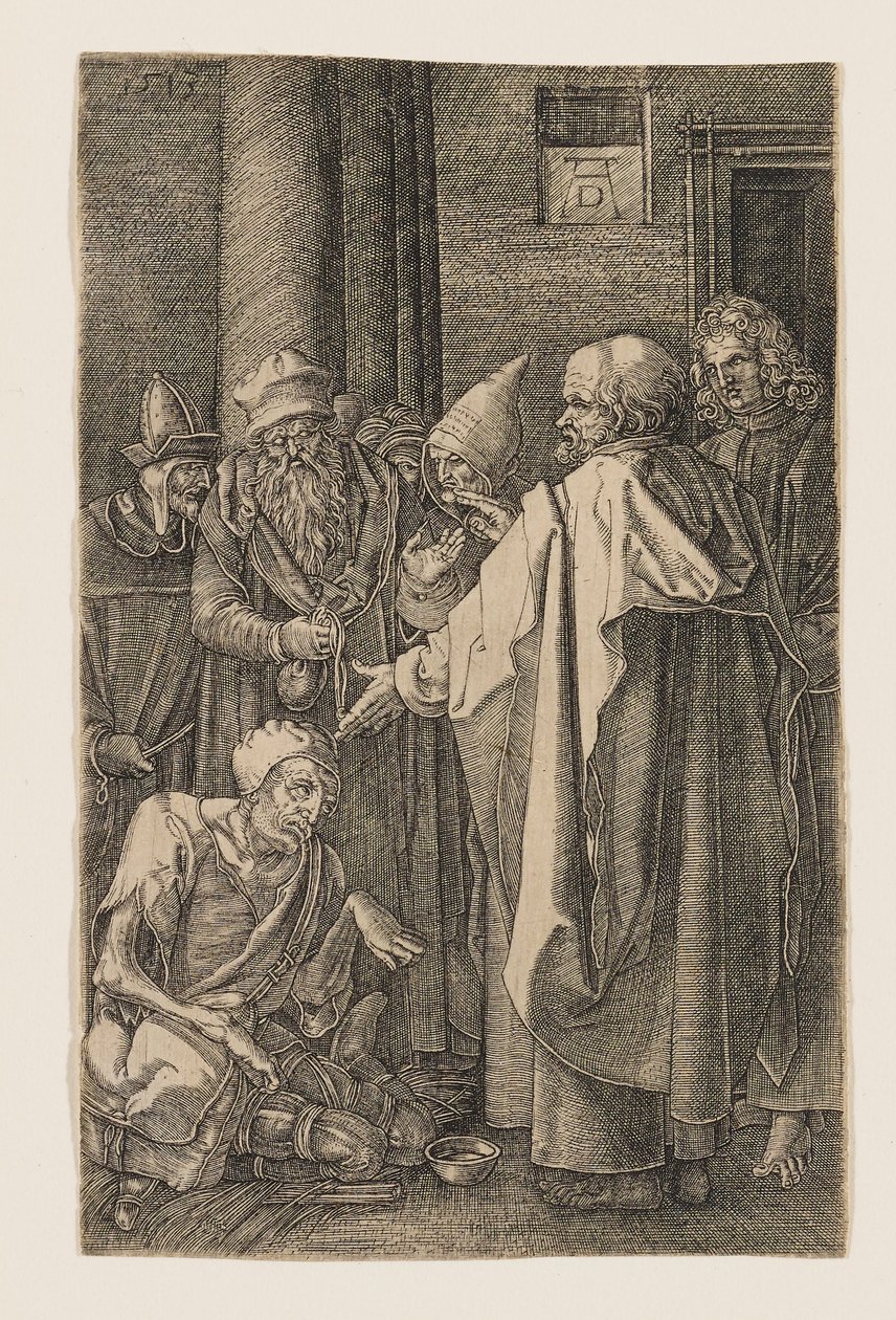 San Pietro e San Giovanni guariscono uno storpio alle porte del Tempio da Albrecht Dürer