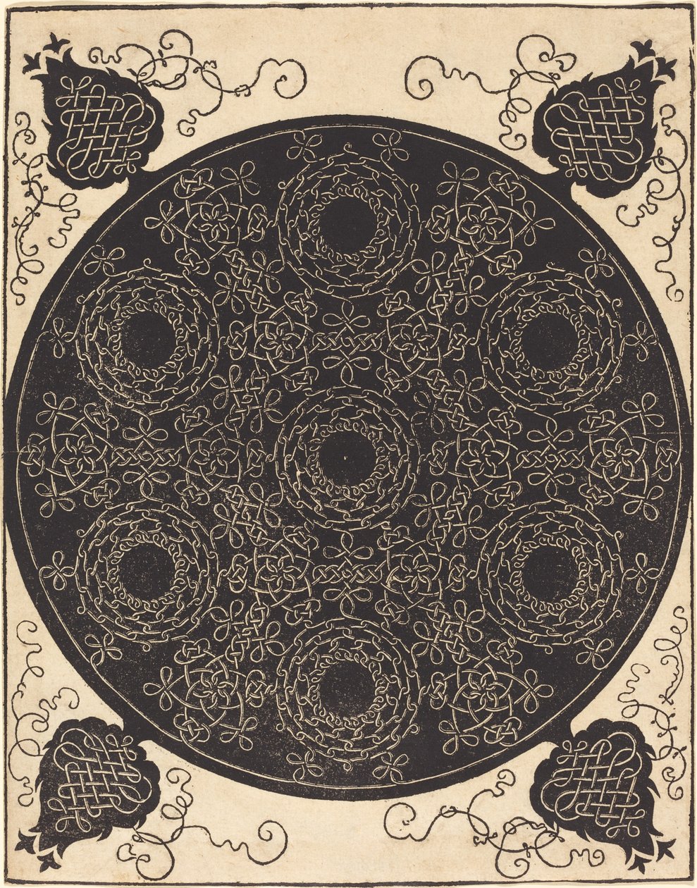 Il Quarto Nodo (combinando sette gruppi circolari di nodi con centri neri) da Albrecht Dürer
