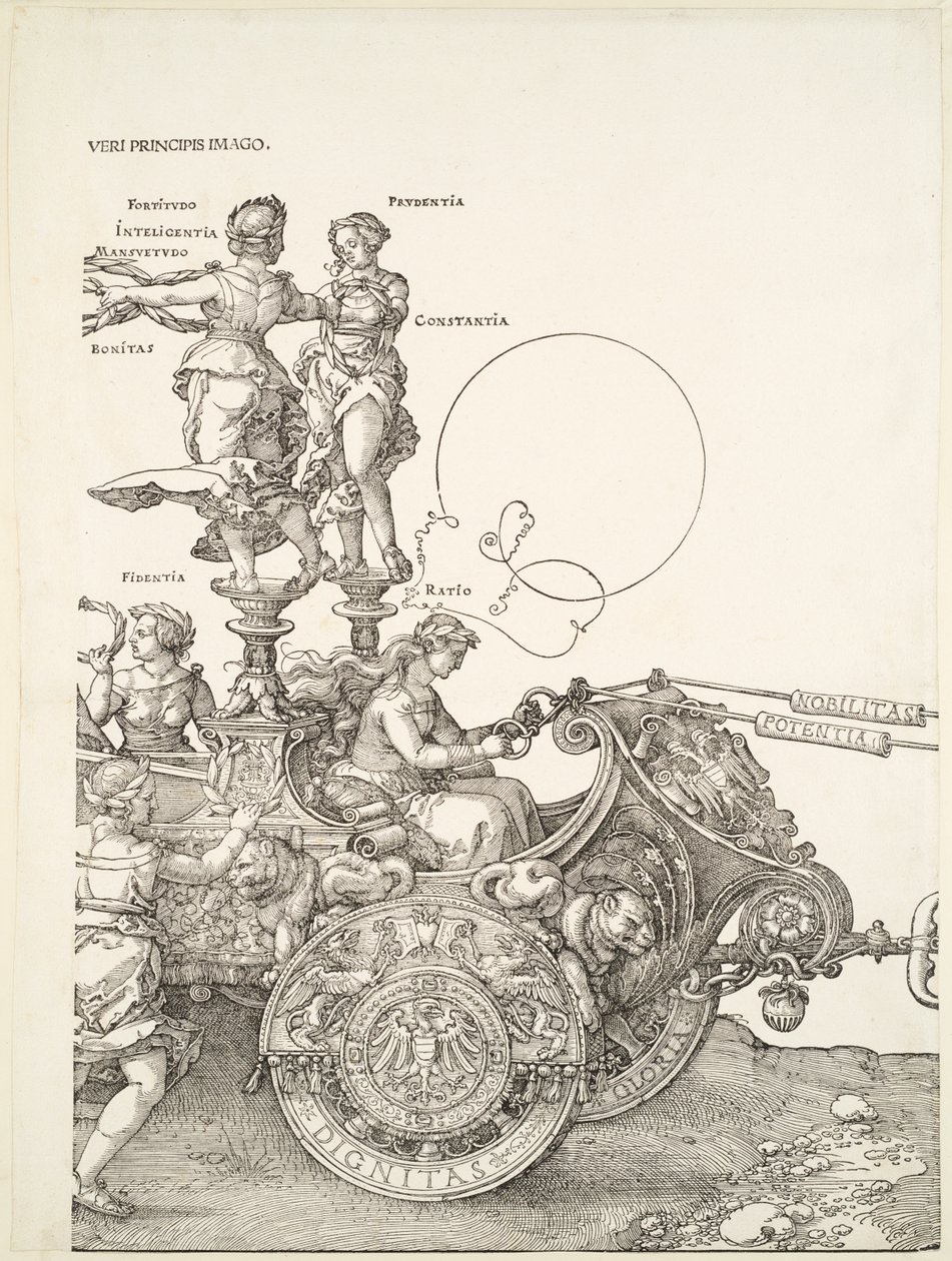 Il grande carro trionfale: parte destra del carro con Fidentia e Ratio da Albrecht Dürer