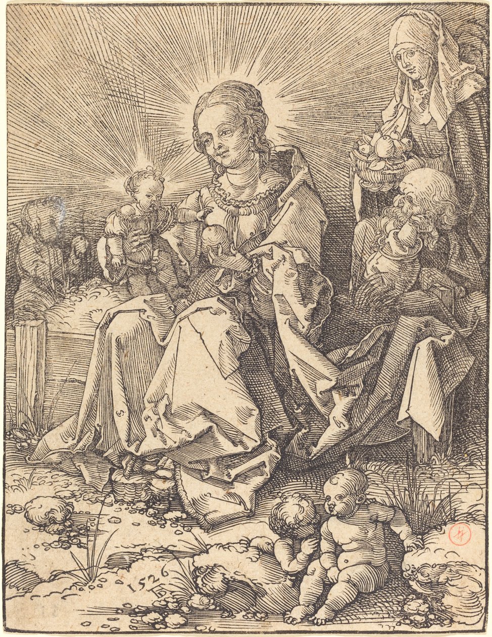La Sacra Famiglia su una panchina erbosa da Albrecht Dürer