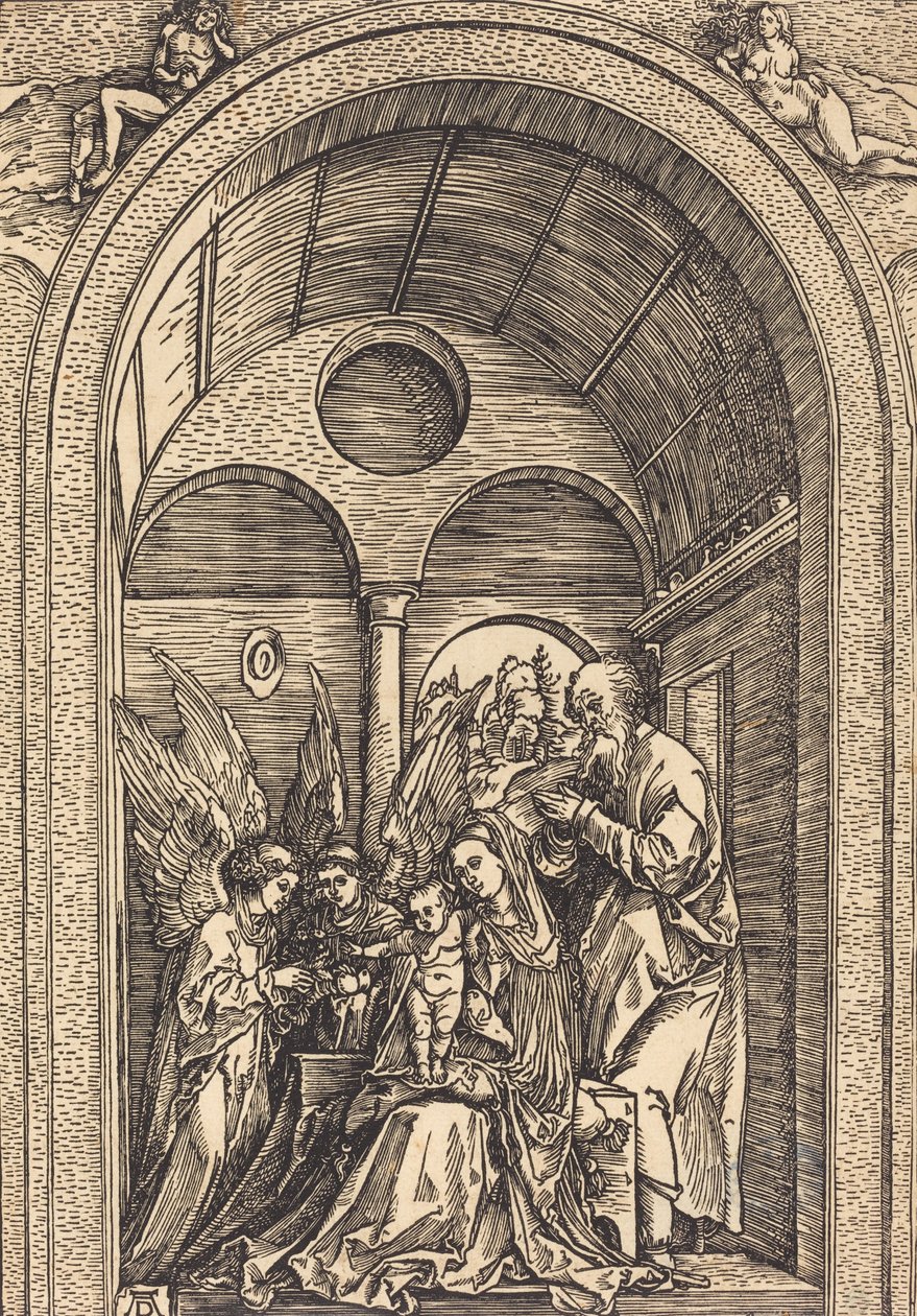 La Sacra Famiglia con Due Angeli in una Sala Voltata, c. 1504 da Albrecht Dürer
