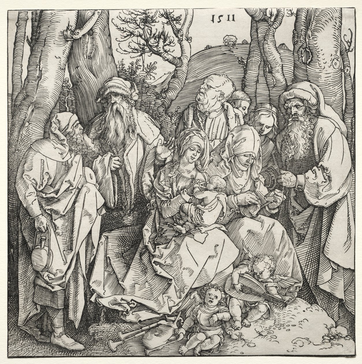 La Sacra Famiglia con due angeli musicisti da Albrecht Dürer