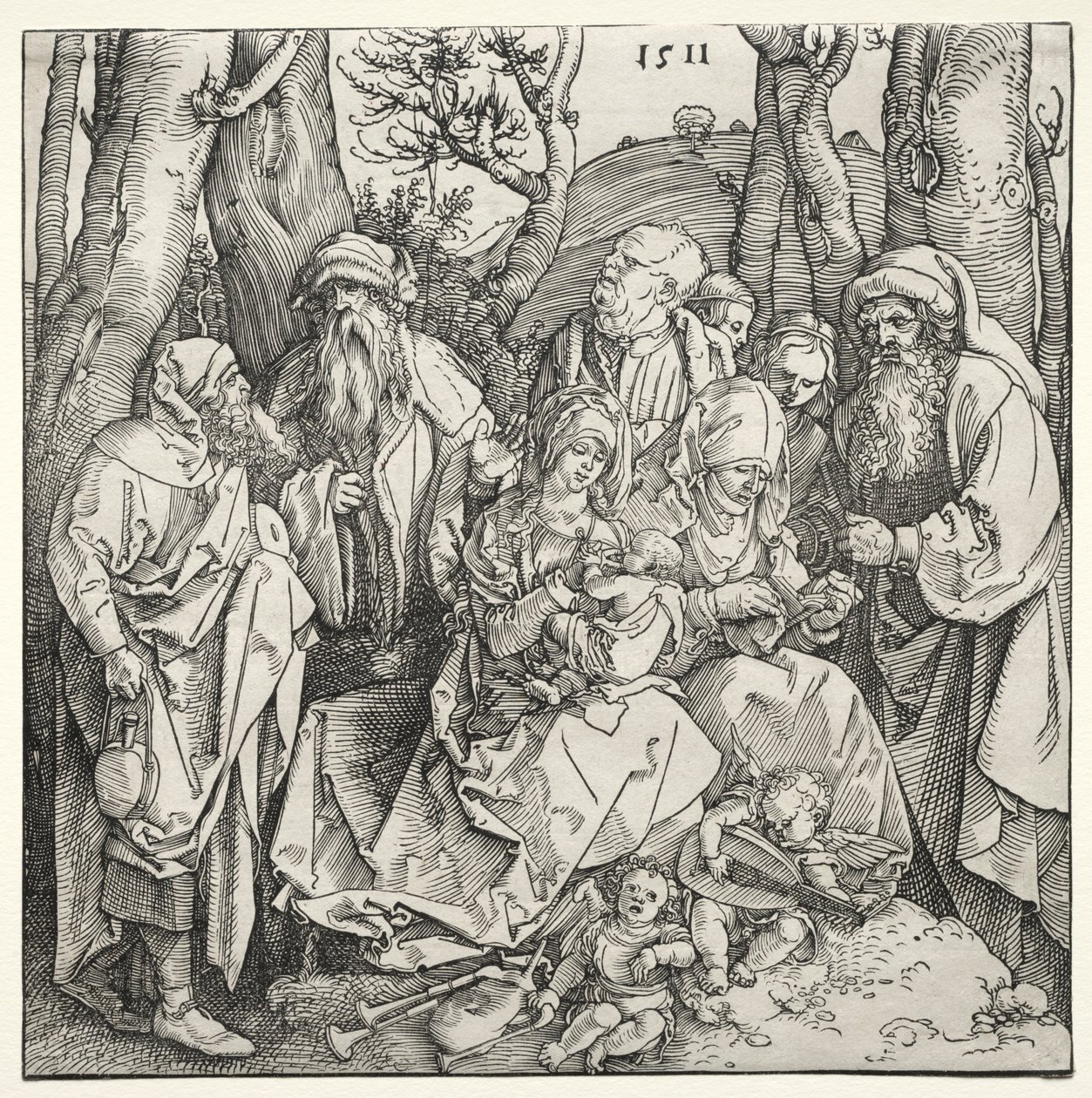 La Sacra Famiglia con due angeli musicisti, 1511 da Albrecht Dürer