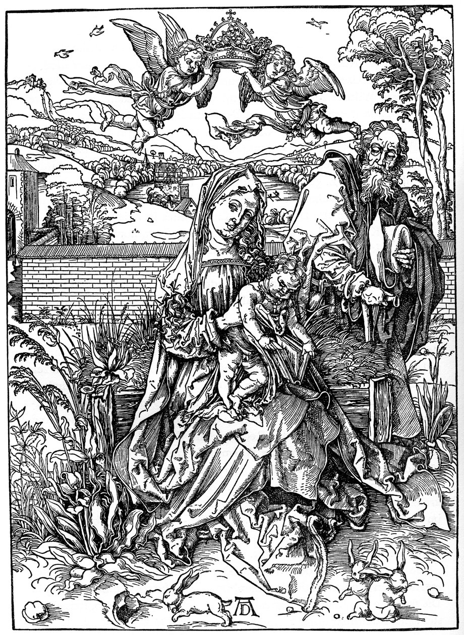 La Sacra Famiglia con le tre lepri, 1497, 1936 da Albrecht Dürer