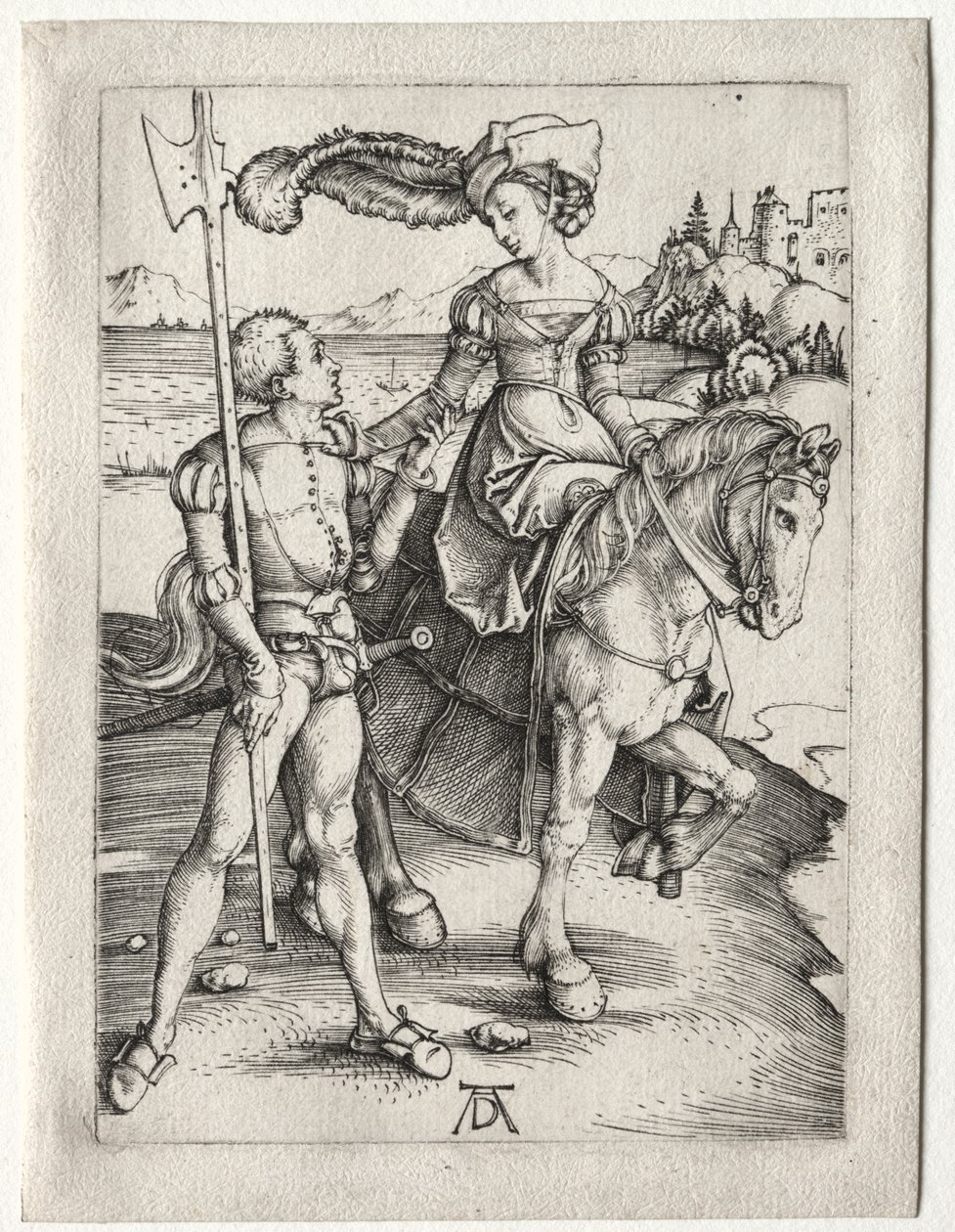 La signora a cavallo e il lanzichenecco da Albrecht Dürer