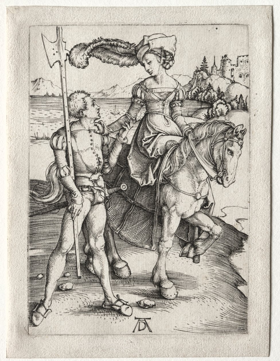 La dama a cavallo e il Landsknecht, c. 1497 da Albrecht Dürer