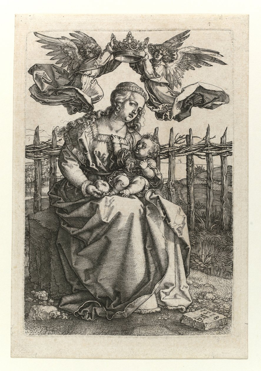 La Madonna e il Bambino incoronati da due angeli da Albrecht Dürer