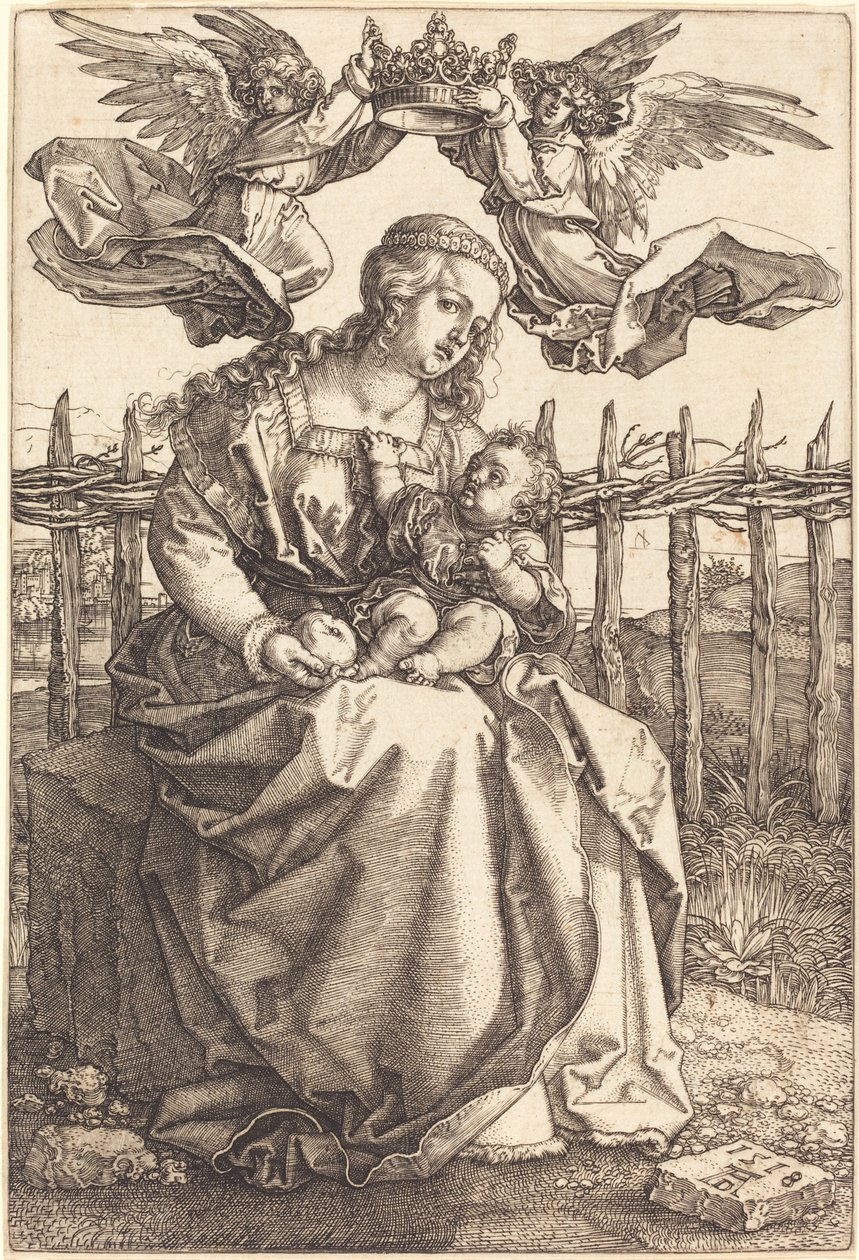 La Vergine e il Bambino incoronati da due angeli da Albrecht Dürer