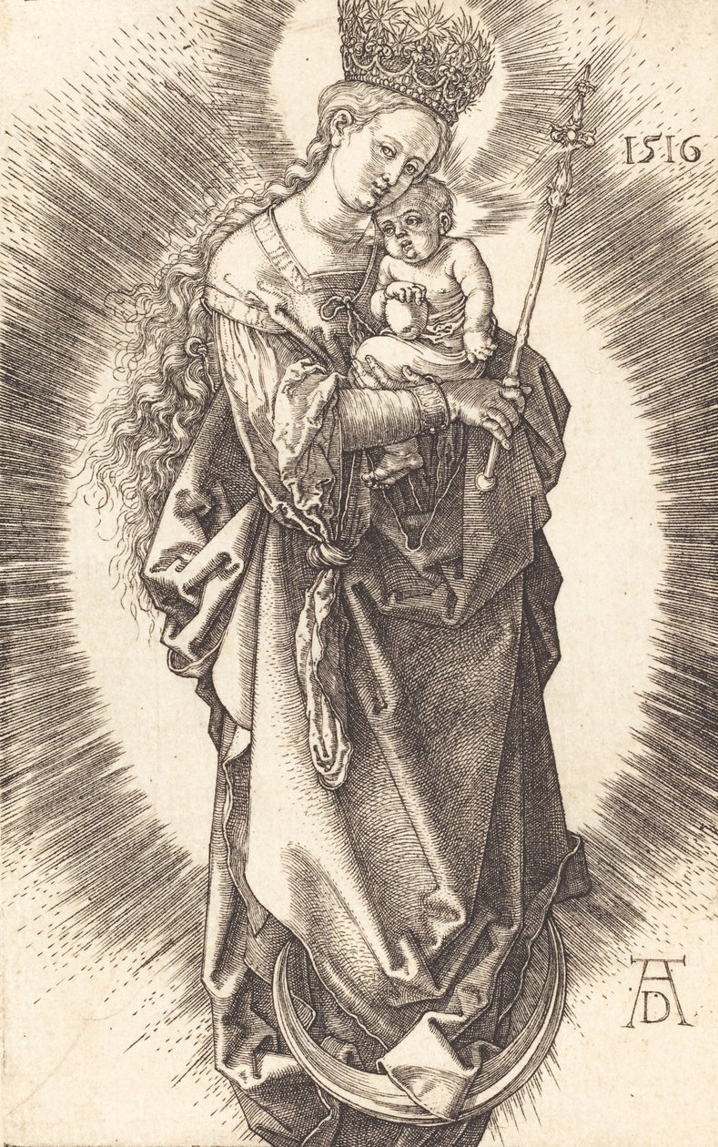 La Vergine e il Bambino su una mezzaluna con uno scettro e una corona stellata, 1516 da Albrecht Dürer