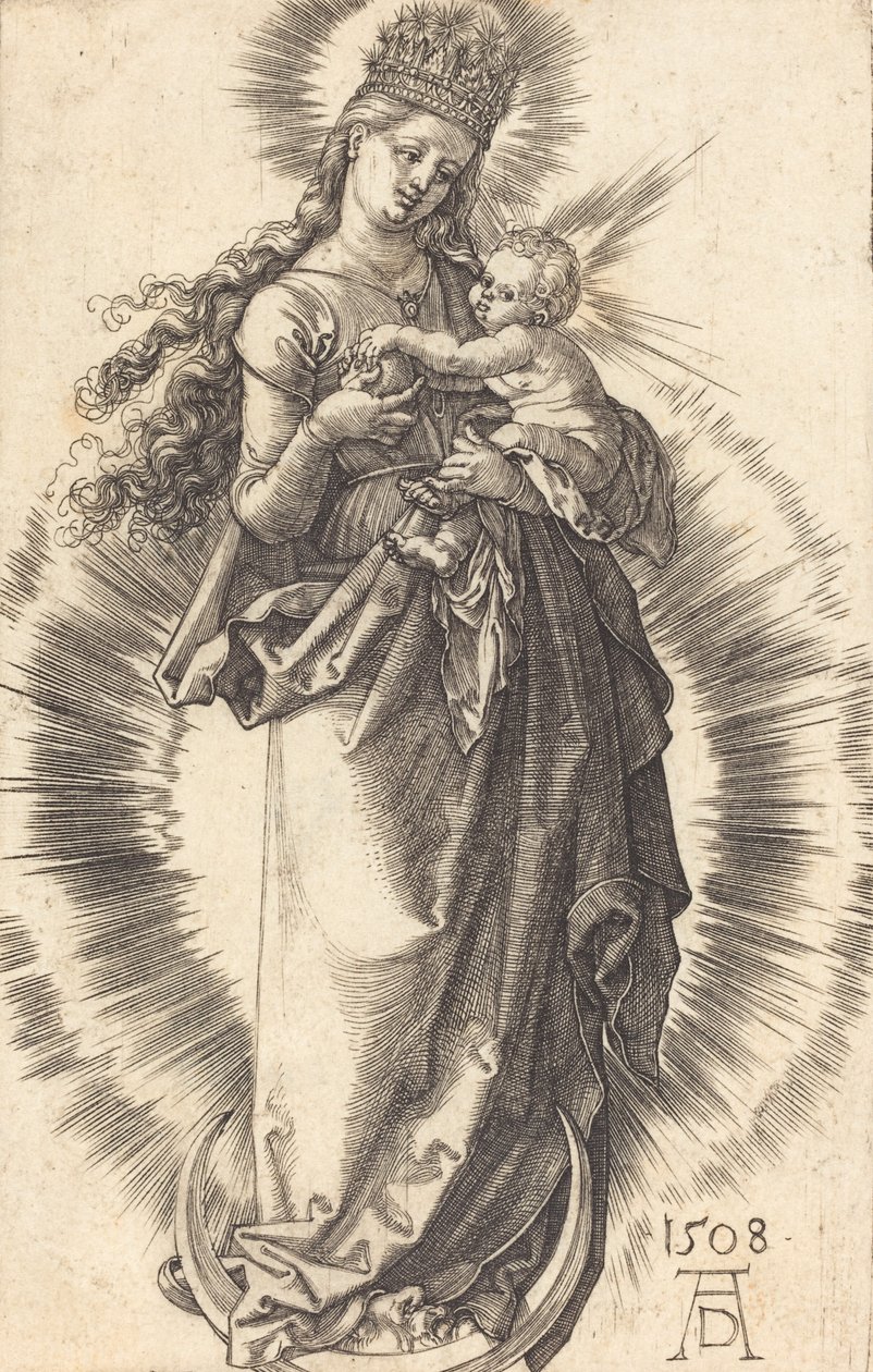 La Vergine e il Bambino su una mezzaluna con una corona stellata, 1508 da Albrecht Dürer