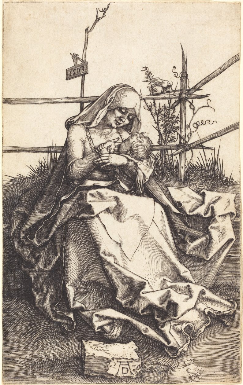 La Vergine e il Bambino su una panchina erbosa da Albrecht Dürer