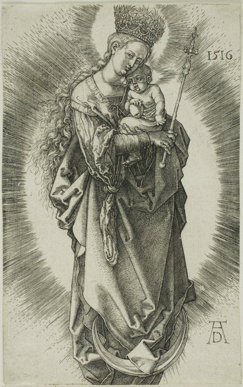 La Vergine su una mezzaluna con una corona di stelle e uno scettro da Albrecht Dürer