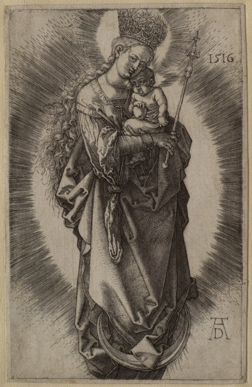 La Vergine sulla falce di luna con scettro e corona stellata da Albrecht Dürer