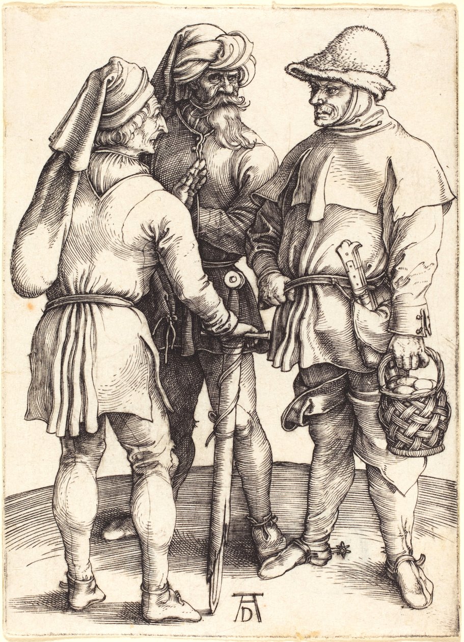 Tre contadini in conversazione da Albrecht Dürer