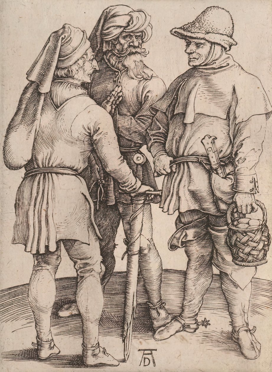Tre contadini in conversazione, 1497-1498 da Albrecht Dürer
