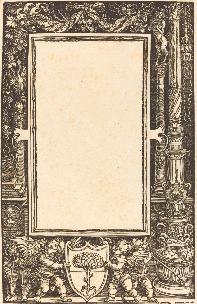 Bordo del titolo con putti che tengono le armi di Pirckheimer da Albrecht Dürer