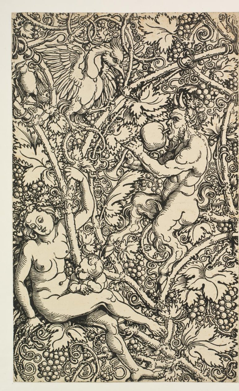 Due disegni per arazzo con famiglia di satiri da Albrecht Dürer