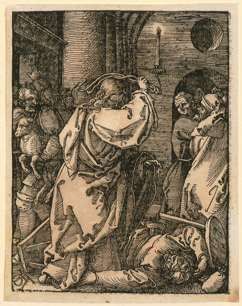 La cacciata dei mercanti, tavola 7 della serie "Piccola Passione xilografica" da Albrecht Dürer