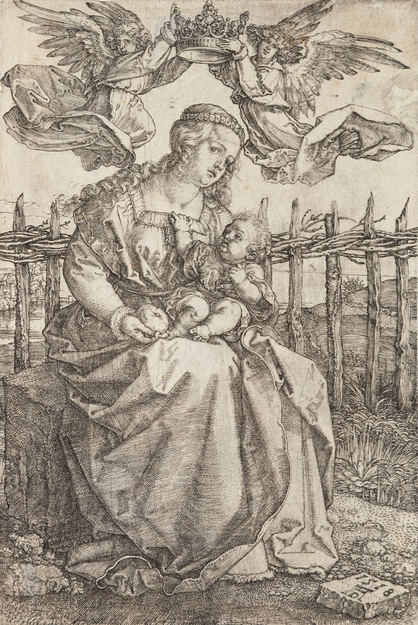 Vergine Maria incoronata da due angeli, 1518 da Albrecht Dürer