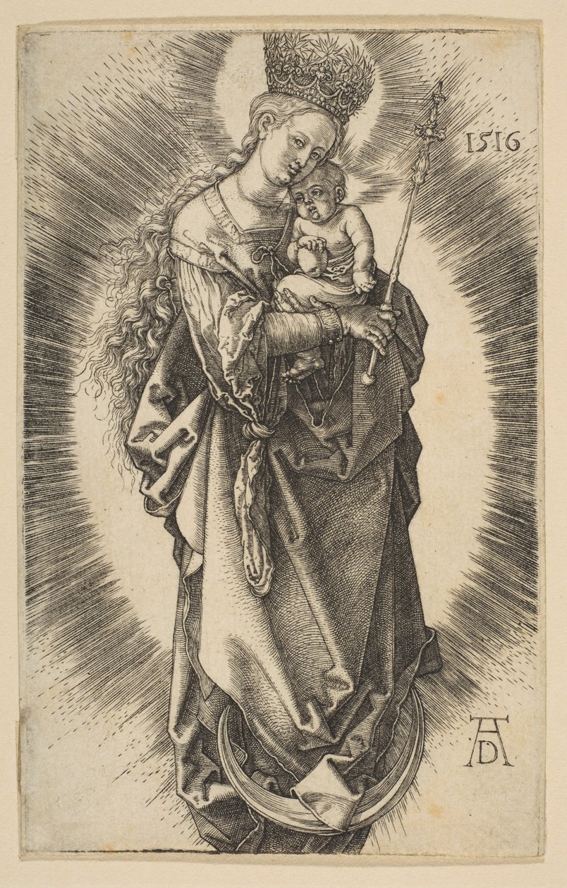 Vergine sulla mezzaluna con scettro e corona stellata da Albrecht Dürer