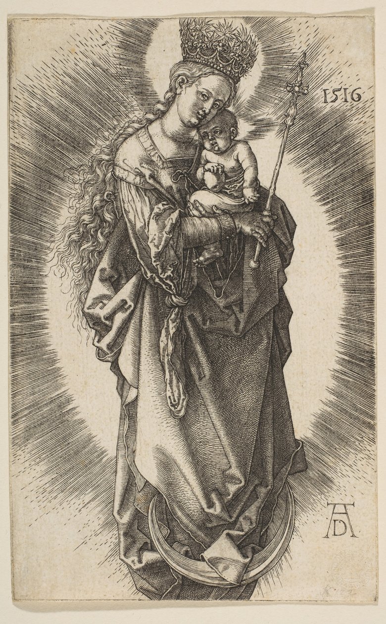 Vergine sulla mezzaluna con scettro e corona stellata da Albrecht Dürer