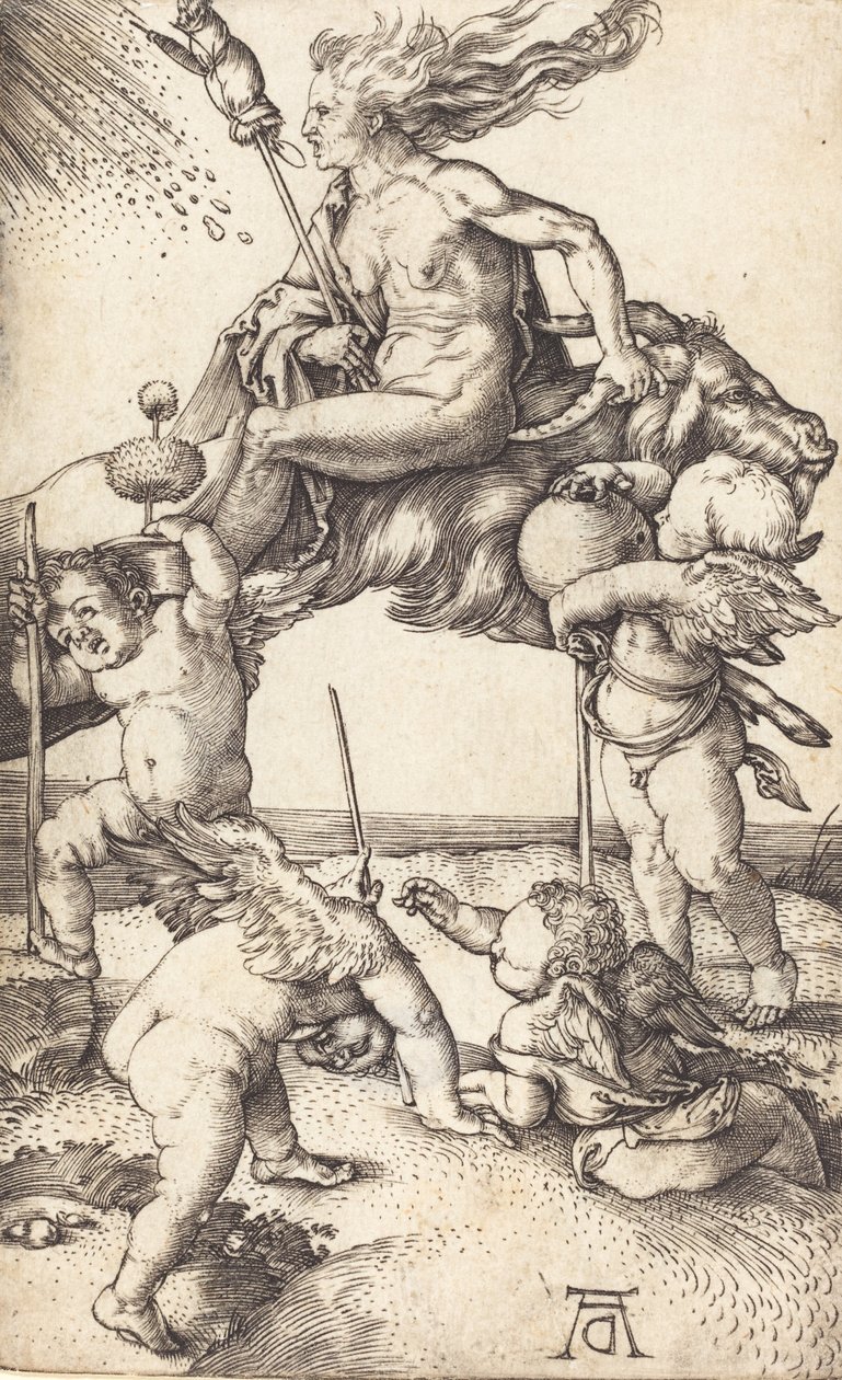 Strega che cavalca una capra da Albrecht Dürer