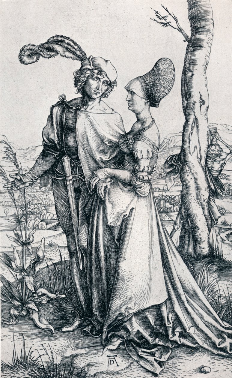 Giovane coppia minacciata dalla morte o La passeggiata, 1495 da Albrecht Dürer