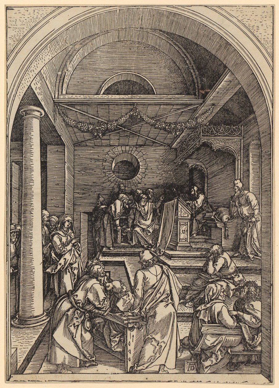 Gesù dodicenne nel Tempio, foglio 16 della serie "La vita di Maria" da Albrecht Dürer
