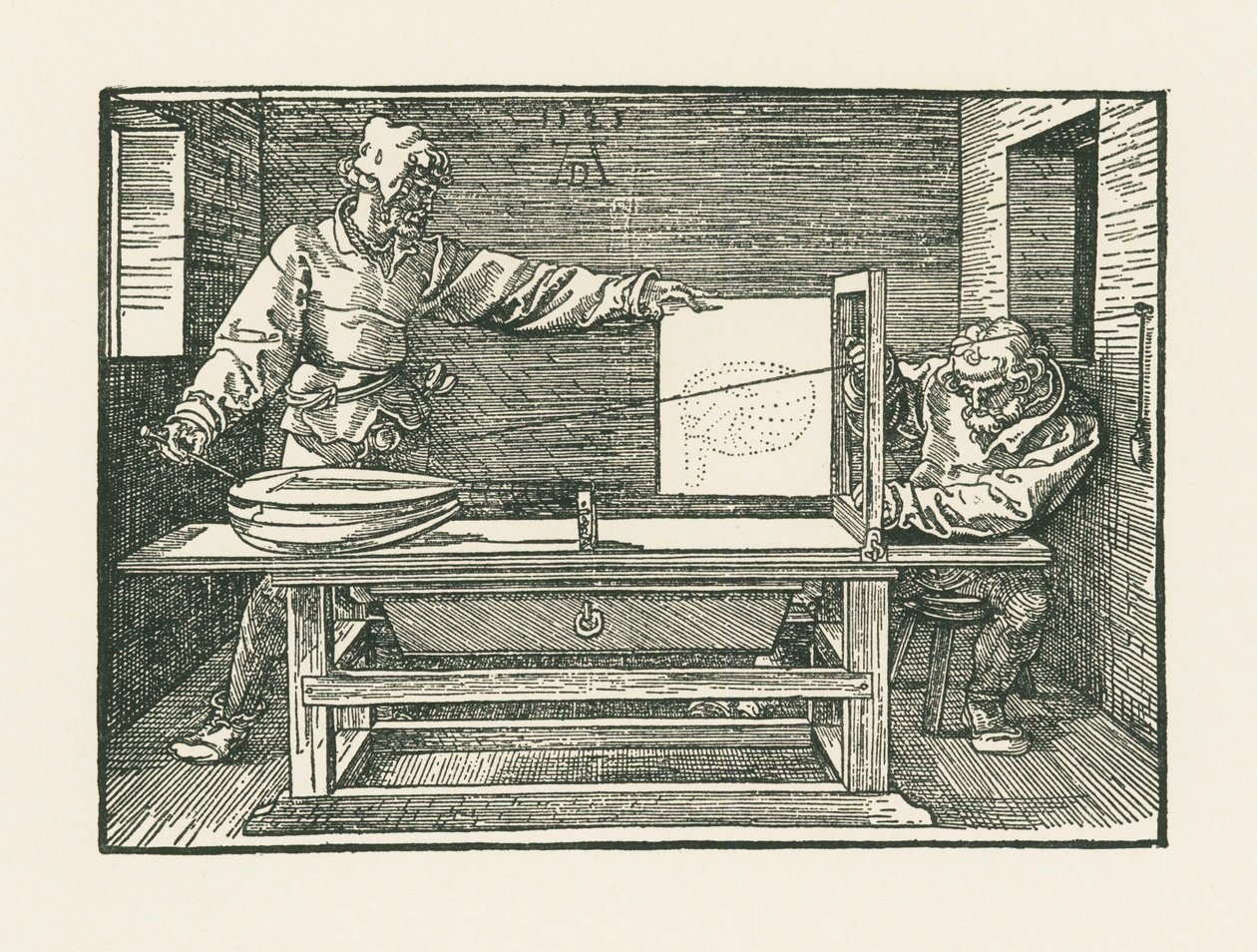 Un uomo che disegna un liuto da Albrecht Dürer or Duerer