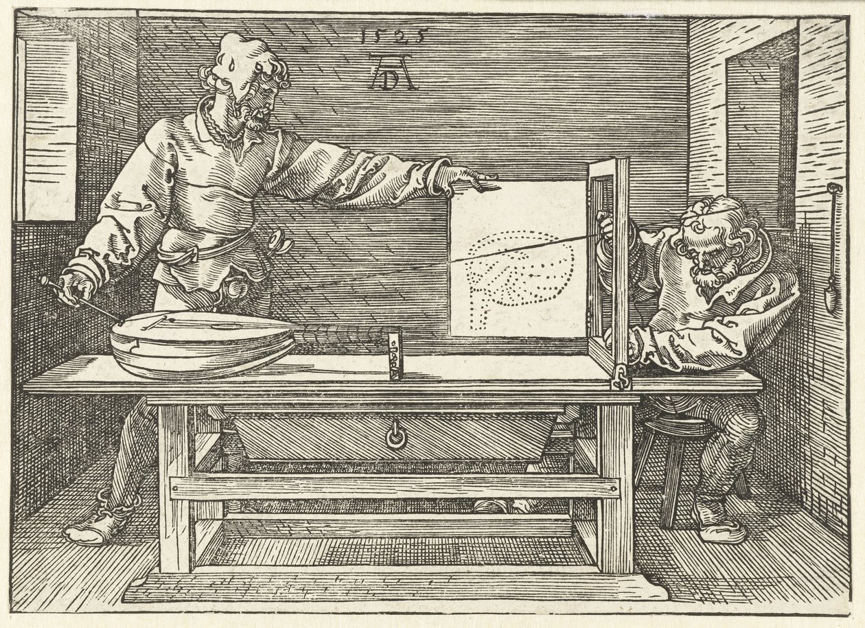 Artista che disegna un liuto da Albrecht Dürer or Duerer