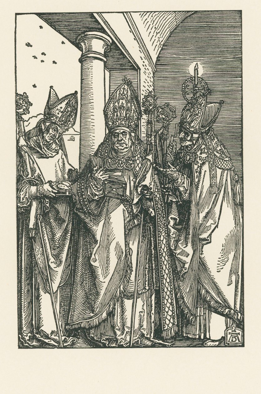 Il vescovo San Nicolao, i santi Ulrico ed Erasmo, 1505 circa (xilografia) da Albrecht Dürer or Duerer