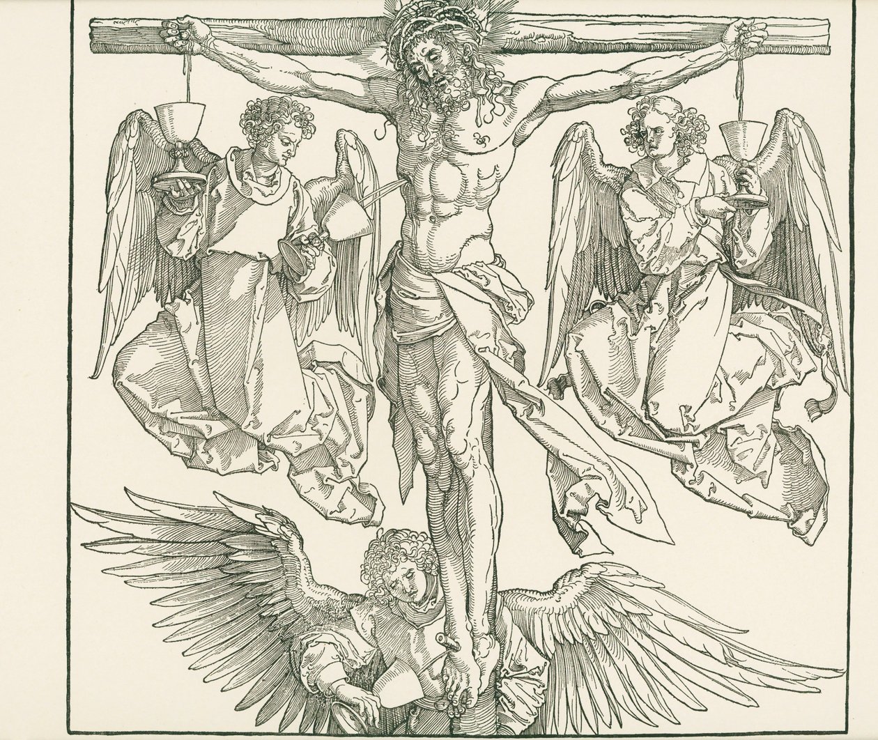 Cristo in croce con tre angeli, 1513 circa (xilografia) da Albrecht Dürer or Duerer