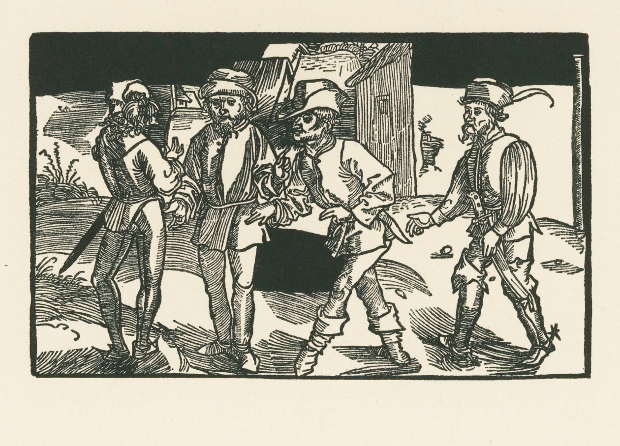 Clitifo, Menedemo, Chremes e Syrus, 1492-93 circa (xilografia) da Albrecht Dürer or Duerer