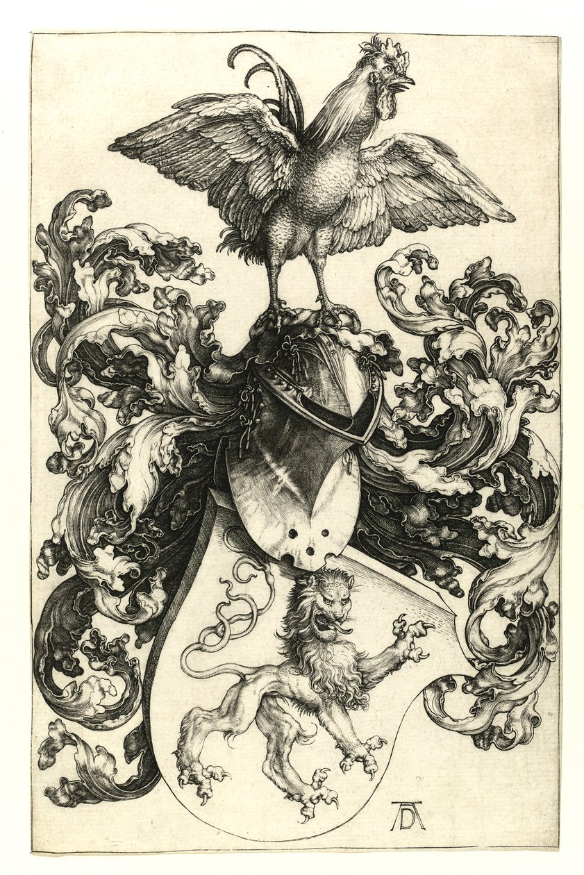 Stemma con leone e gallo, 1502-03 da Albrecht Dürer