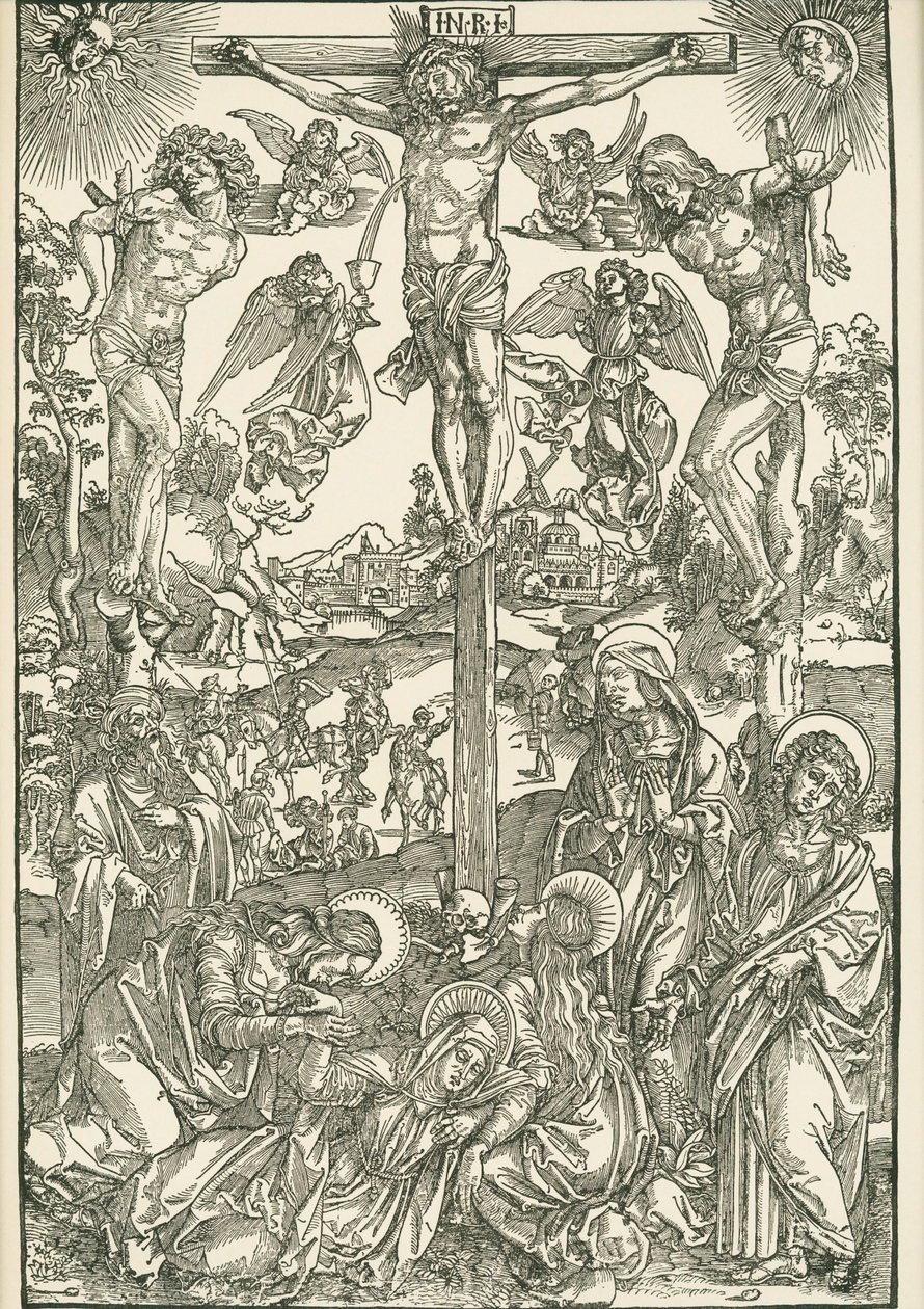 Crocifissione (Il grande calvario), 1496-00 circa (xilografia) da Albrecht Dürer or Duerer
