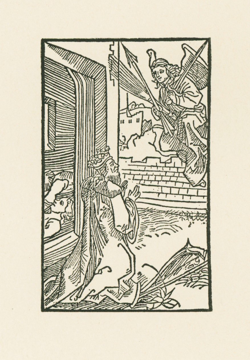 Davide in preghiera. Illustrazione del Diurnale s m chorum ecclesie Basilien. Stampato da Johann Bergmann, Basilea da Albrecht Dürer or Duerer