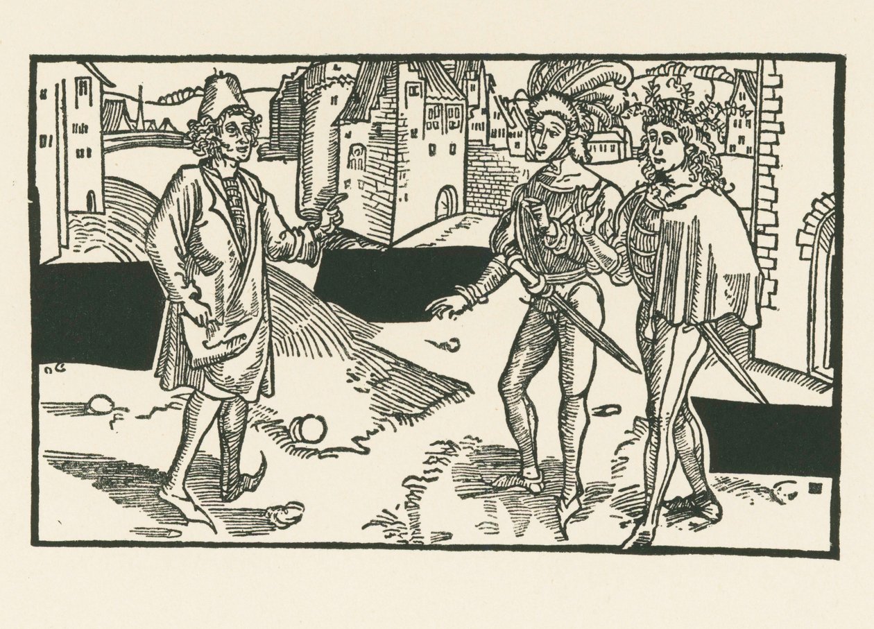 Davus, Pamphilus e Charinus, 1492-93 circa (xilografia) da Albrecht Dürer or Duerer
