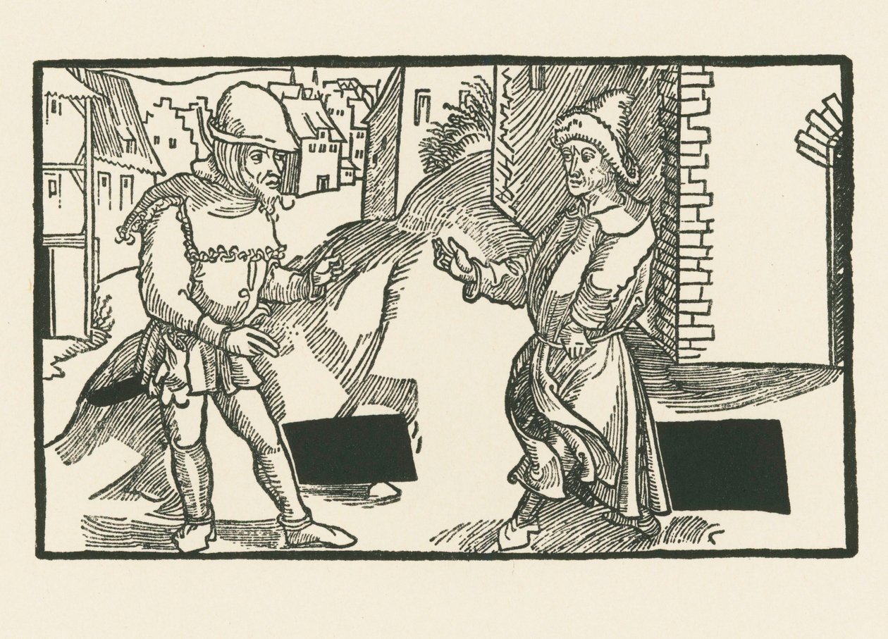 Demea e Micio, 1492-93 circa (xilografia) da Albrecht Dürer or Duerer