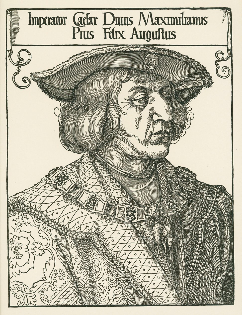 Imperatore Massimiliano I, 1519 circa (xilografia) da Albrecht Dürer or Duerer