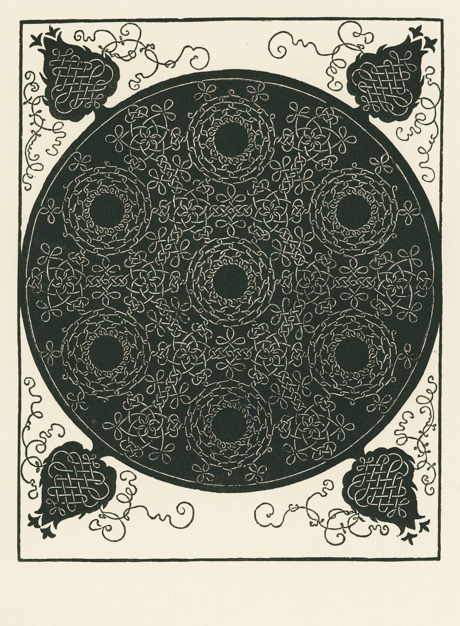 Nodo con piccolo cerchio nero al centro, ripetuto sei volte. da Albrecht Dürer or Duerer