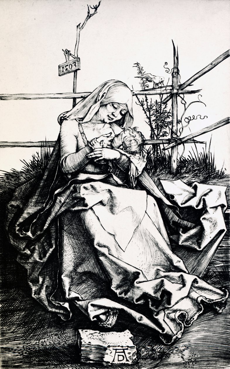 Madonna e Bambino in una recinzione (incisione su rame) da Albrecht Dürer