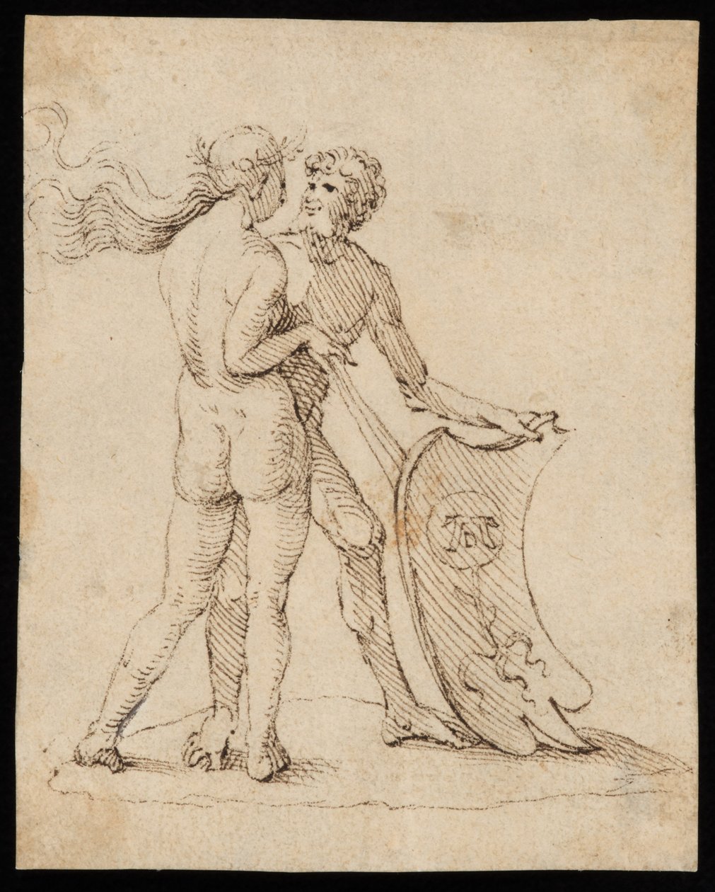 Donna nuda e uomo con lo scudo con lo stemma di Willibald Pirckheimer da Albrecht Dürer
