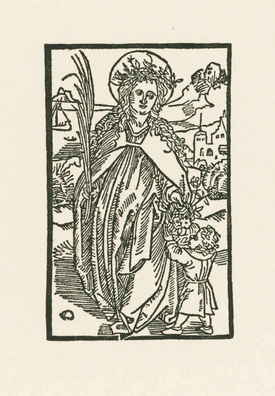 Santa Dorotea. Illustrazione di Hortulus Anime. Stampato da Michael Furter, Basilea da Albrecht Dürer or Duerer